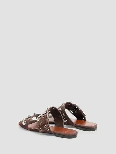 Valentino Garavani Women's Nellcôte Crust Leather Slide Sandals | Thumbnail 2 Valentino Garavani Women's Nellcôte Crust Leather Slide Sandals | Thumbnail 2
