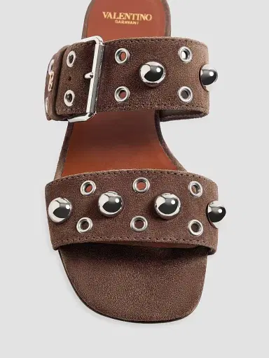 Valentino Garavani Women's Nellcôte Crust Leather Slide Sandals | Thumbnail 3 Valentino Garavani Women's Nellcôte Crust Leather Slide Sandals | Thumbnail 3