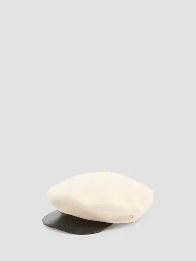 Valentino Garavani Women's VLogo Signature Wool Cap with Leather Visor - Ivory - Size Medium | Thumbnail 2 Valentino Garavani Women's VLogo Signature Wool Cap with Leather Visor - Ivory - Size Medium | Thumbnail 2