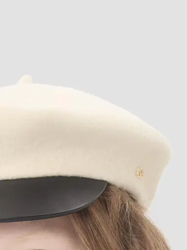 Valentino Garavani Women's VLogo Signature Wool Cap with Leather Visor - Ivory - Size Medium | Thumbnail 5 Valentino Garavani Women's VLogo Signature Wool Cap with Leather Visor - Ivory - Size Medium | Thumbnail 5