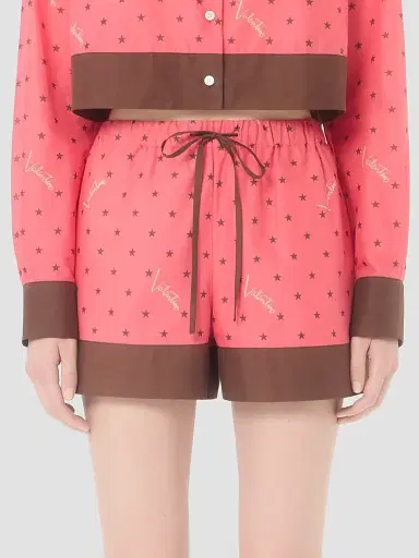 Valentino Garavani Women's Starry Signature Muslin Shorts - Coral Chocolate - Size 10 | Thumbnail 3 Valentino Garavani Women's Starry Signature Muslin Shorts - Coral Chocolate - Size 10 | Thumbnail 3