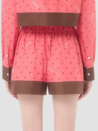 Valentino Garavani Women's Starry Signature Muslin Shorts - Coral Chocolate - Size 10 | Thumbnail 5 Valentino Garavani Women's Starry Signature Muslin Shorts - Coral Chocolate - Size 10 | Thumbnail 5