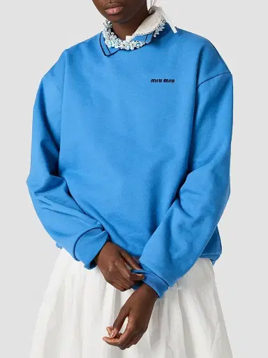 Miu Miu Women's Cotton Fleece Sweatshirt - Blue - Size Large | Thumbnail 3 Miu Miu Women's Cotton Fleece Sweatshirt - Blue - Size Large | Thumbnail 3