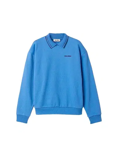 Miu Miu Women's Cotton Fleece Sweatshirt - Blue - Size Large | Thumbnail 1 Miu Miu Women's Cotton Fleece Sweatshirt - Blue - Size Large | Thumbnail 1