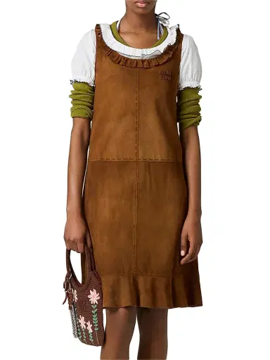 Miu Miu Women's Waxed Suede Dress - Brown - Size 0 | Thumbnail 2 Miu Miu Women's Waxed Suede Dress - Brown - Size 0 | Thumbnail 2
