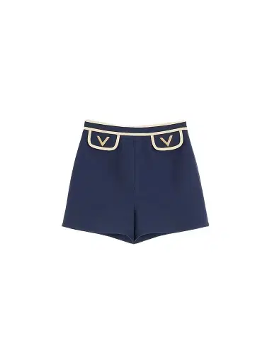 Valentino Garavani Women's Crepe Couture Shorts - Indigo Birch | Thumbnail 1 Valentino Garavani Women's Crepe Couture Shorts - Indigo Birch | Thumbnail 1
