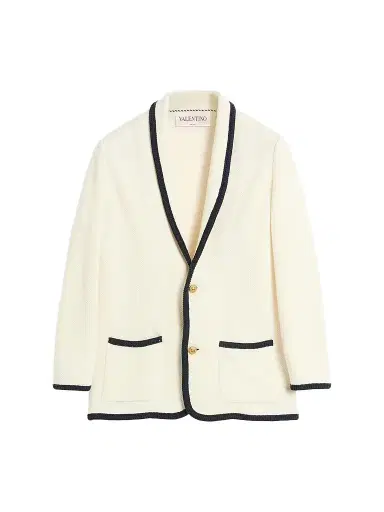 Valentino Garavani Men's Single-Breasted Wool and Cotton Jacket - Butter Indigo | Thumbnail 1 Valentino Garavani Men's Single-Breasted Wool and Cotton Jacket - Butter Indigo | Thumbnail 1