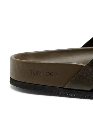 Tom Ford Men's Crisscross Strap Leather Sandals - Dark Moss | Thumbnail 5 Tom Ford Men's Crisscross Strap Leather Sandals - Dark Moss | Thumbnail 5