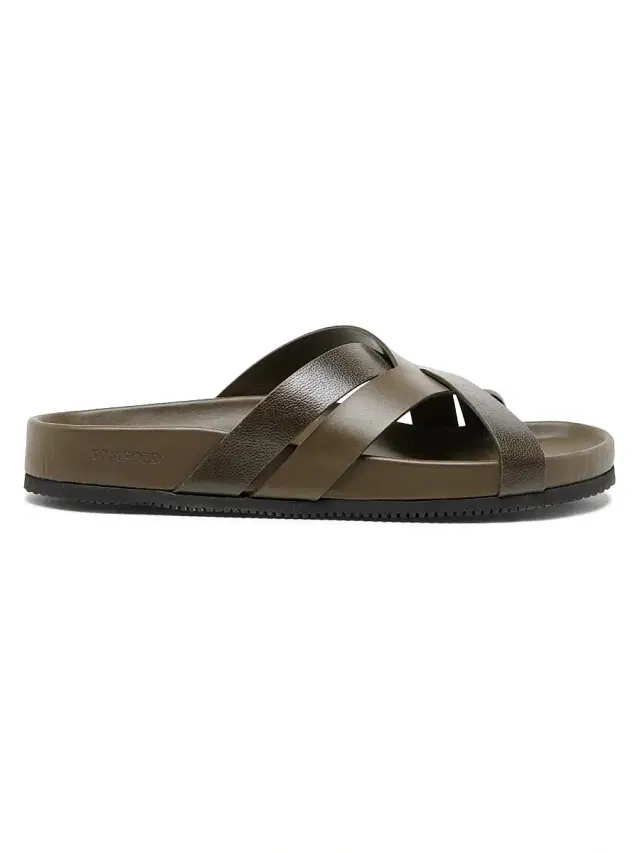 Men's Crisscross Strap Leather Sandals - Dark Moss Men's Crisscross Strap Leather Sandals - Dark Moss