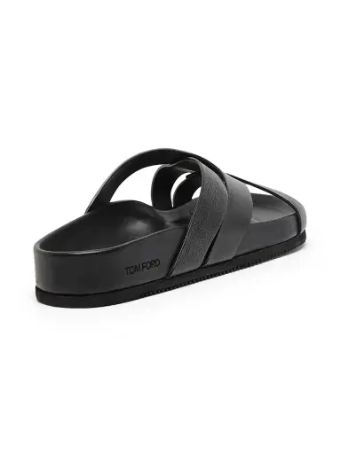 Tom Ford Men's Crisscross Strap Leather Sandals - Black | Thumbnail 3 Tom Ford Men's Crisscross Strap Leather Sandals - Black | Thumbnail 3