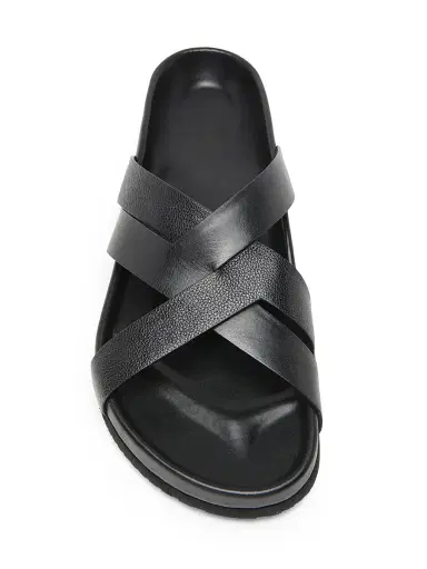 Tom Ford Men's Crisscross Strap Leather Sandals - Black | Thumbnail 4 Tom Ford Men's Crisscross Strap Leather Sandals - Black | Thumbnail 4