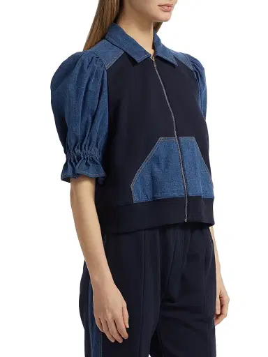 Cinq à Sept Women's Susan Two-Tone Cotton-Blend Jacket - Ruisseau Navy | Thumbnail 4 Cinq à Sept Women's Susan Two-Tone Cotton-Blend Jacket - Ruisseau Navy | Thumbnail 4