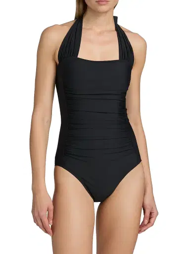 Johnny Was Women's Ruched Halter One-Piece Swimsuit - Black | Thumbnail 3 Johnny Was Women's Ruched Halter One-Piece Swimsuit - Black | Thumbnail 3