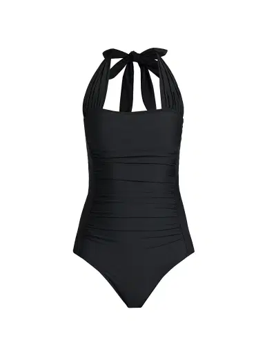 Johnny Was Women's Ruched Halter One-Piece Swimsuit - Black | Thumbnail 1 Johnny Was Women's Ruched Halter One-Piece Swimsuit - Black | Thumbnail 1