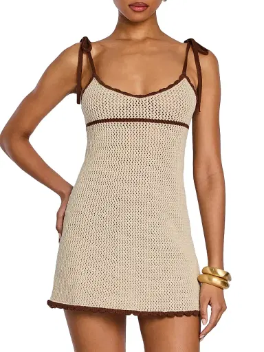 SEROYA Women's Malkie Cotton Knit Minidress - Almond Cocoa Brown - Size XL | Thumbnail 6 SEROYA Women's Malkie Cotton Knit Minidress - Almond Cocoa Brown - Size XL | Thumbnail 6