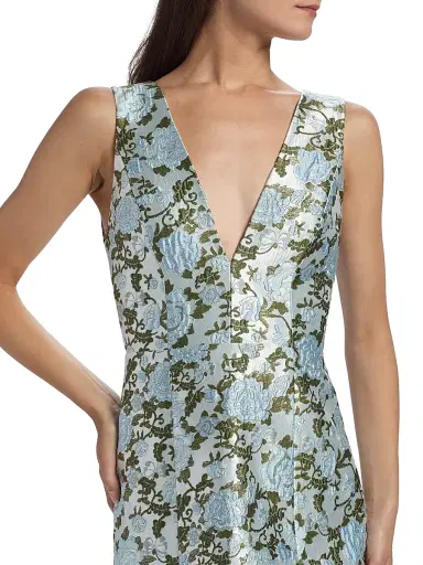 ALICE + OLIVIA Women's Tatum Floral Satin Minidress - Mineral Blue | Thumbnail 6 ALICE + OLIVIA Women's Tatum Floral Satin Minidress - Mineral Blue | Thumbnail 6