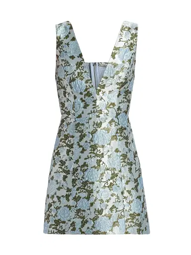 ALICE + OLIVIA Women's Tatum Floral Satin Minidress - Mineral Blue | Thumbnail 1 ALICE + OLIVIA Women's Tatum Floral Satin Minidress - Mineral Blue | Thumbnail 1