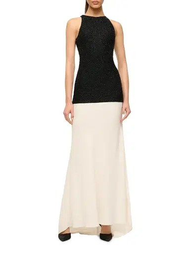 Staud Women's Gabrielle Bead-Embellished Colorblocked Maxi Dress - Black | Thumbnail 2 Staud Women's Gabrielle Bead-Embellished Colorblocked Maxi Dress - Black | Thumbnail 2