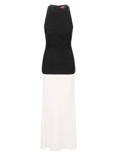 Staud Women's Gabrielle Bead-Embellished Colorblocked Maxi Dress - Black | Thumbnail 1 Staud Women's Gabrielle Bead-Embellished Colorblocked Maxi Dress - Black | Thumbnail 1