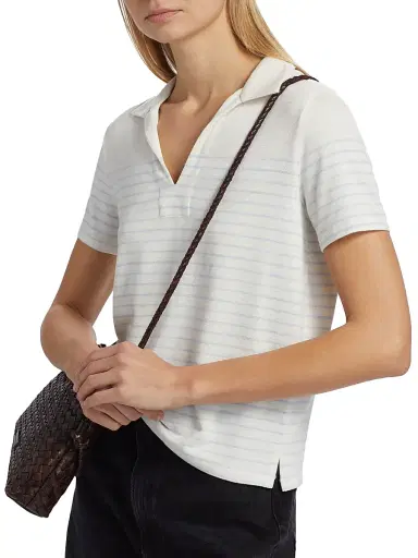 rag & bone Women's The Knit Stripe Polo Shirt - Pale | Thumbnail 6 rag & bone Women's The Knit Stripe Polo Shirt - Pale | Thumbnail 6