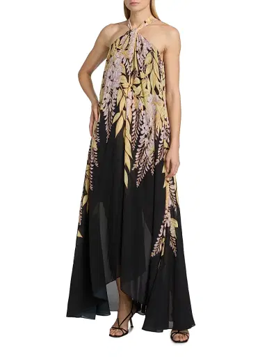 Kobi Halperin Women's Daria Floral Halter Maxi Dress - Black Pink - Size XL | Thumbnail 2 Kobi Halperin Women's Daria Floral Halter Maxi Dress - Black Pink - Size XL | Thumbnail 2