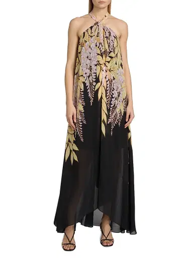 Kobi Halperin Women's Daria Floral Halter Maxi Dress - Black Pink - Size XL | Thumbnail 3 Kobi Halperin Women's Daria Floral Halter Maxi Dress - Black Pink - Size XL | Thumbnail 3