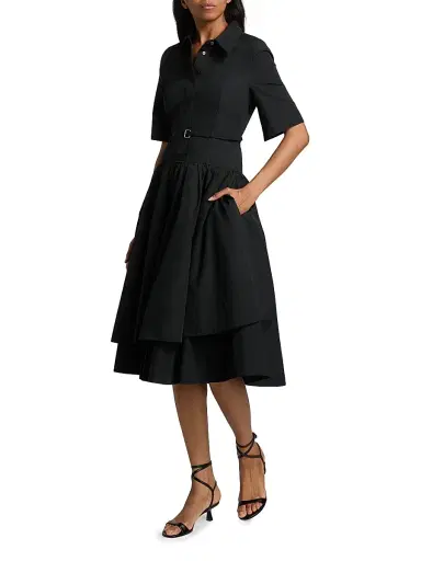 Co Women's tton Belted Midi-Shirtdress - Black | Thumbnail 2 Co Women's tton Belted Midi-Shirtdress - Black | Thumbnail 2