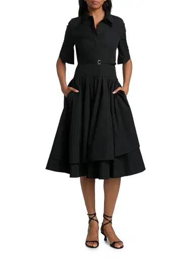 Co Women's tton Belted Midi-Shirtdress - Black | Thumbnail 3 Co Women's tton Belted Midi-Shirtdress - Black | Thumbnail 3