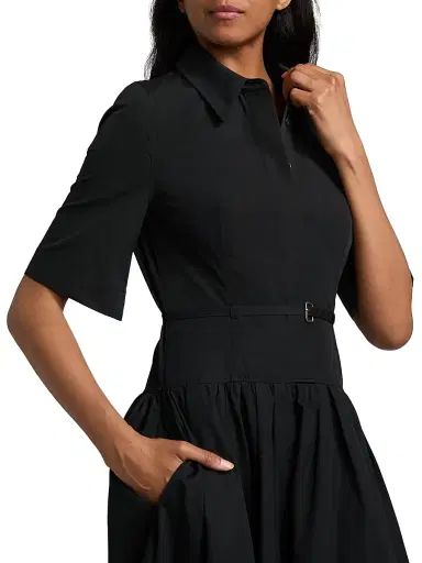 Co Women's tton Belted Midi-Shirtdress - Black | Thumbnail 6 Co Women's tton Belted Midi-Shirtdress - Black | Thumbnail 6