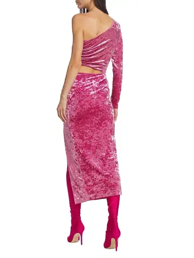Saylor Women's Niamh Asymmetric Stretch Velvet Dress - Bubblegum | Thumbnail 5 Saylor Women's Niamh Asymmetric Stretch Velvet Dress - Bubblegum | Thumbnail 5