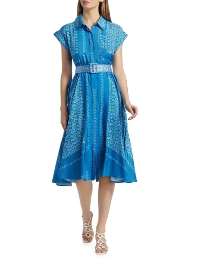 Toccin Women's Serena Floral Belted Shirtdress - Azure Scarf Print | Thumbnail 3 Toccin Women's Serena Floral Belted Shirtdress - Azure Scarf Print | Thumbnail 3