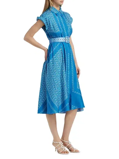 Toccin Women's Serena Floral Belted Shirtdress - Azure Scarf Print | Thumbnail 4 Toccin Women's Serena Floral Belted Shirtdress - Azure Scarf Print | Thumbnail 4