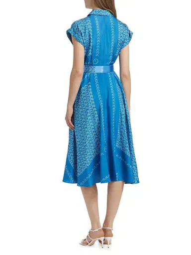 Toccin Women's Serena Floral Belted Shirtdress - Azure Scarf Print | Thumbnail 5 Toccin Women's Serena Floral Belted Shirtdress - Azure Scarf Print | Thumbnail 5