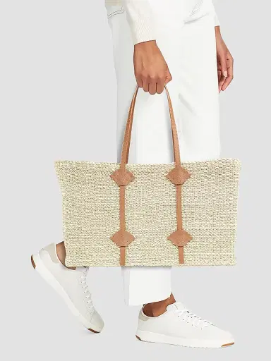 Poolside Women's St. Tropez Handwoven Straw Tote Bag - Natural | Thumbnail 2 Poolside Women's St. Tropez Handwoven Straw Tote Bag - Natural | Thumbnail 2