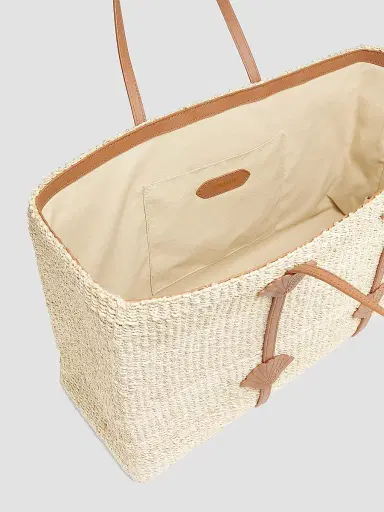 Poolside Women's St. Tropez Handwoven Straw Tote Bag - Natural | Thumbnail 3 Poolside Women's St. Tropez Handwoven Straw Tote Bag - Natural | Thumbnail 3