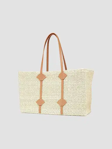 Poolside Women's St. Tropez Handwoven Straw Tote Bag - Natural | Thumbnail 4 Poolside Women's St. Tropez Handwoven Straw Tote Bag - Natural | Thumbnail 4
