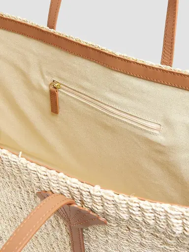 Poolside Women's St. Tropez Handwoven Straw Tote Bag - Natural | Thumbnail 6 Poolside Women's St. Tropez Handwoven Straw Tote Bag - Natural | Thumbnail 6