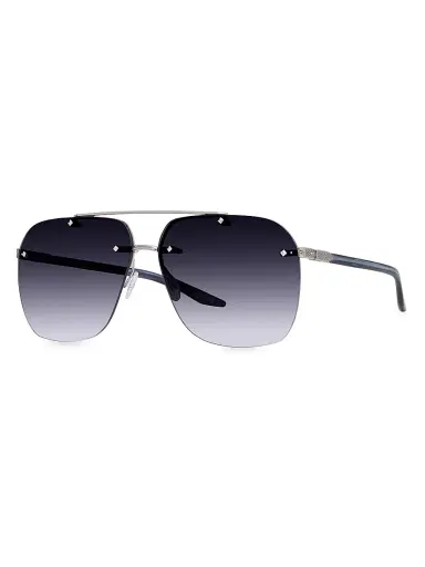 BARTON PERREIRA Men's Daniel 64MM Navigator Sunglasses - Silver Graphite Blue Gradient | Thumbnail 1 BARTON PERREIRA Men's Daniel 64MM Navigator Sunglasses - Silver Graphite Blue Gradient | Thumbnail 1