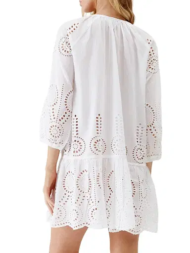 Melissa Odabash Women's Ashley Eyelet Cotton Cover-Up Minidress - White | Thumbnail 4 Melissa Odabash Women's Ashley Eyelet Cotton Cover-Up Minidress - White | Thumbnail 4