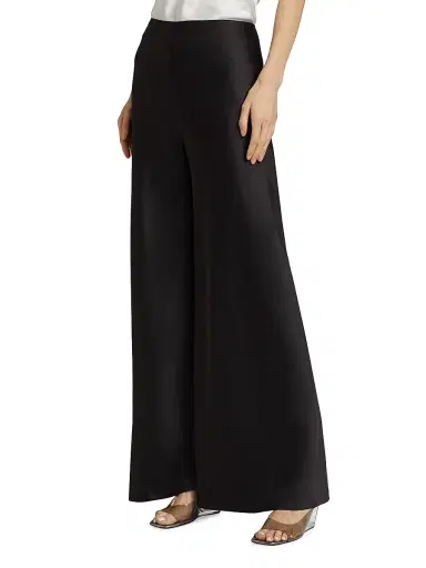 Norma Kamali Women's Bias Satin Elephant Pants - Black | Thumbnail 4 Norma Kamali Women's Bias Satin Elephant Pants - Black | Thumbnail 4