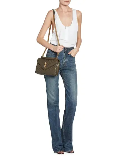 Saint Laurent Women's College Shoulder Bag in Quilted Leather - Light Musk | Thumbnail 2 Saint Laurent Women's College Shoulder Bag in Quilted Leather - Light Musk | Thumbnail 2