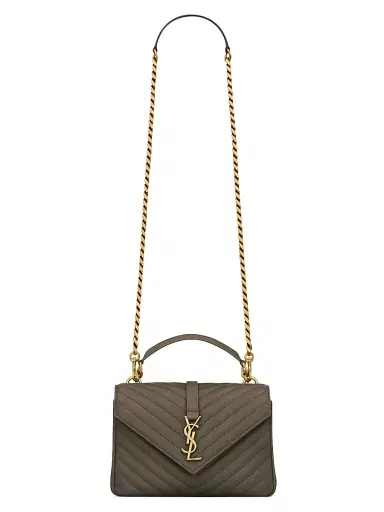 Saint Laurent Women's College Shoulder Bag in Quilted Leather - Light Musk | Thumbnail 1 Saint Laurent Women's College Shoulder Bag in Quilted Leather - Light Musk | Thumbnail 1