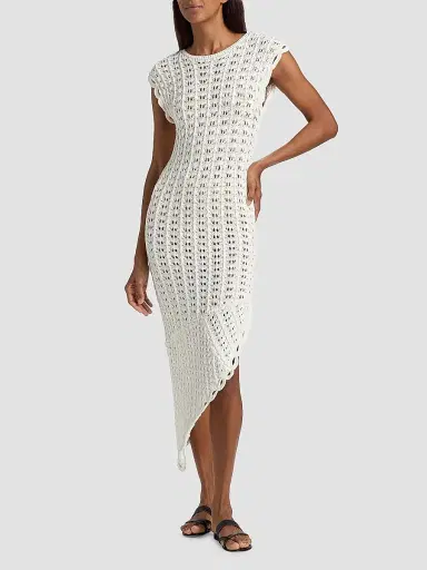Loulou de Saison Women's Malena Knit Asymmetric-Hem Midi-Dress - Ivory - Size XS | Thumbnail 2 Loulou de Saison Women's Malena Knit Asymmetric-Hem Midi-Dress - Ivory - Size XS | Thumbnail 2