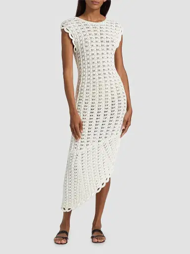 Loulou de Saison Women's Malena Knit Asymmetric-Hem Midi-Dress - Ivory - Size XS | Thumbnail 3 Loulou de Saison Women's Malena Knit Asymmetric-Hem Midi-Dress - Ivory - Size XS | Thumbnail 3