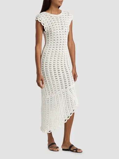 Loulou de Saison Women's Malena Knit Asymmetric-Hem Midi-Dress - Ivory - Size XS | Thumbnail 4 Loulou de Saison Women's Malena Knit Asymmetric-Hem Midi-Dress - Ivory - Size XS | Thumbnail 4