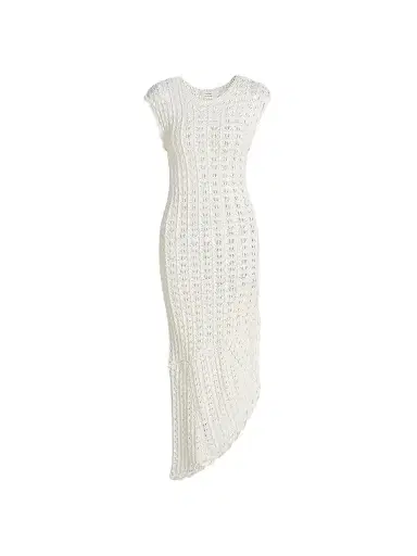 Loulou de Saison Women's Malena Knit Asymmetric-Hem Midi-Dress - Ivory - Size XS | Thumbnail 1 Loulou de Saison Women's Malena Knit Asymmetric-Hem Midi-Dress - Ivory - Size XS | Thumbnail 1
