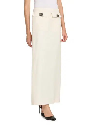 FERRAGAMO Women's Linen Maxi Skirt - Mascarpone Off White | Thumbnail 4 FERRAGAMO Women's Linen Maxi Skirt - Mascarpone Off White | Thumbnail 4