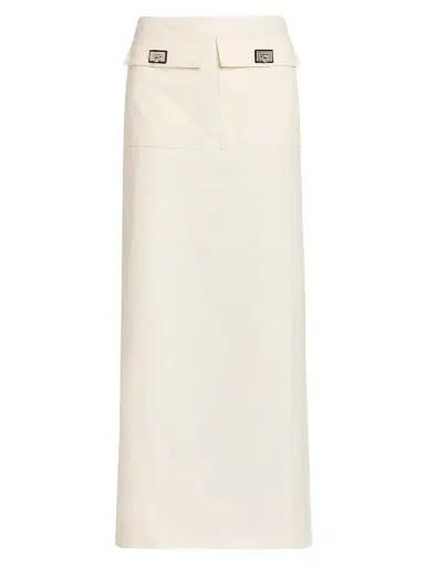FERRAGAMO Women's Linen Maxi Skirt - Mascarpone Off White | Thumbnail 1 FERRAGAMO Women's Linen Maxi Skirt - Mascarpone Off White | Thumbnail 1