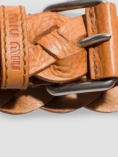 Miu Miu Women's Leather Belt - Brown | Thumbnail 2 Miu Miu Women's Leather Belt - Brown | Thumbnail 2