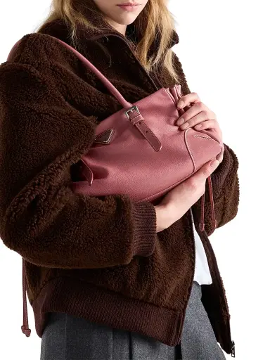 Prada Women's Medium Antiqued Leather Shoulder Bag - Pink | Thumbnail 1 Prada Women's Medium Antiqued Leather Shoulder Bag - Pink | Thumbnail 1